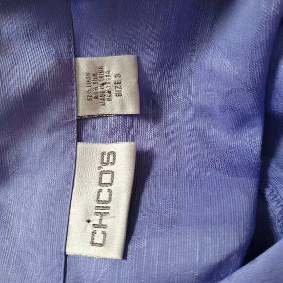 Chicos Size 3 Light Purple Floral Jacquard Button-Front Linen Silk Blouse Xl - Picture 5 of 5